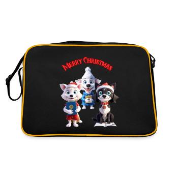 Drei bezaubernde Hunde im Weihnachtsstil - Retro Tasche - Schwarz/Gold - Hinten