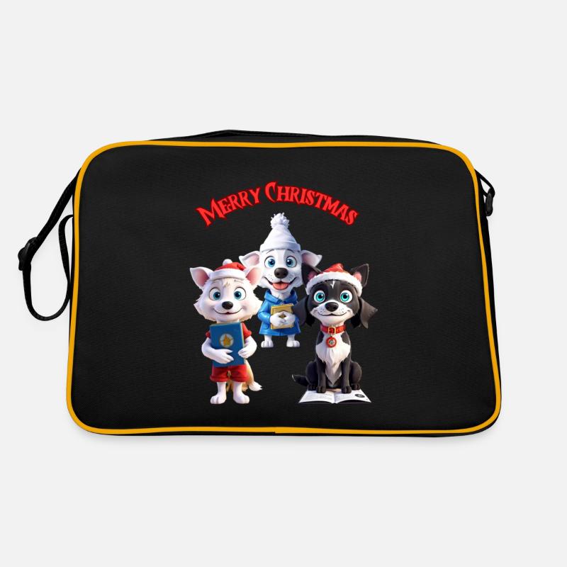 Trois adorables chiens dans le style de Noël Sac Retro