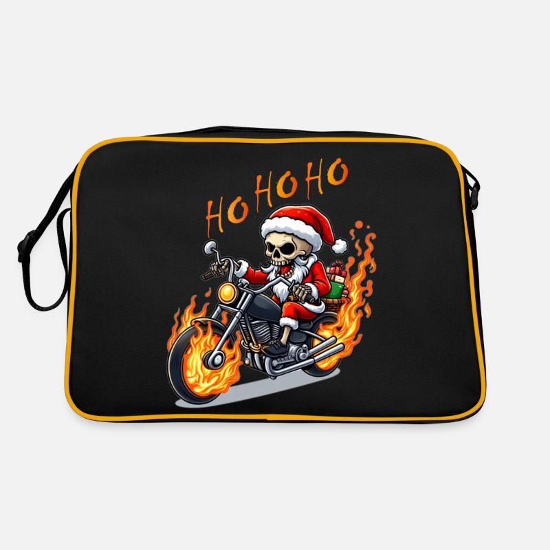 Evil Skeleton Santa - Retro Tasche - Schwarz/Gold