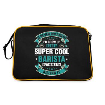 Super Cool Barista Coffee Espresso Latte - Retro Bag - black/gold - Back
