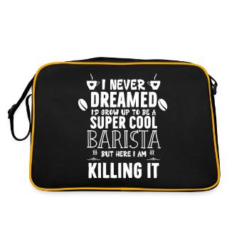 Super Cool Barista Coffee Espresso Latte - Retro Bag - black/gold - Back