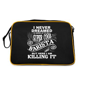 Super Cool Barista Coffee Espresso Latte - Retro Bag - black/gold - Back