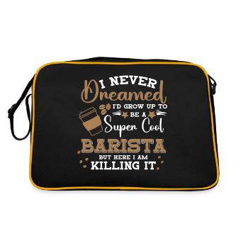 Super Cool Barista Coffee Espresso Latte - Retro Bag - black/gold - Back