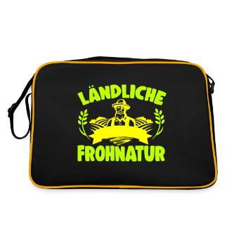 Nachwuchs Landwirt Heugabel Held Bauern - Retro Tasche - Schwarz/Gold - Hinten