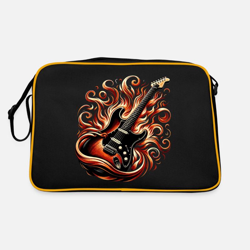 E-Gitarre mit Flammen Retro Tasche