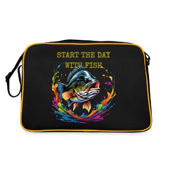 START THE FISHING DAY - Retro Bag - black/gold - Back
