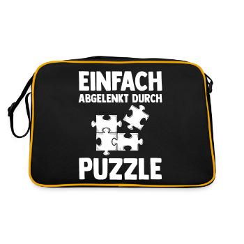 Puzzlefan Puzzler Puzzleteile Puzzle - Retro Tasche - Schwarz/Gold - Hinten