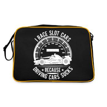 Slotrace Race Slot Cars Because Driving Cars Sucks - Retro Tasche - Schwarz/Gold - Hinten