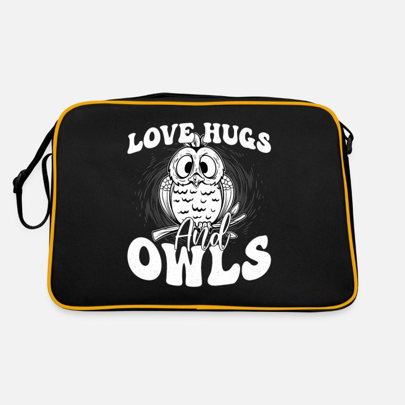 Amour, câlins et hiboux oiseau nocturne oiseau de nuit Sac Retro