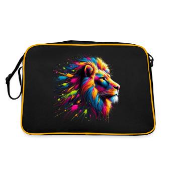Lion Animal Print Art Animal Lover Multi Colored Lion - Retro Bag - black/gold - Back