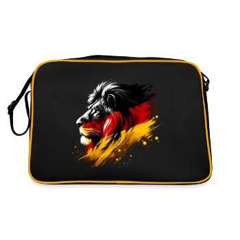 Lion avec drapeau allemand cadeau Lion Lover - Sac Retro - noir/or - Dos