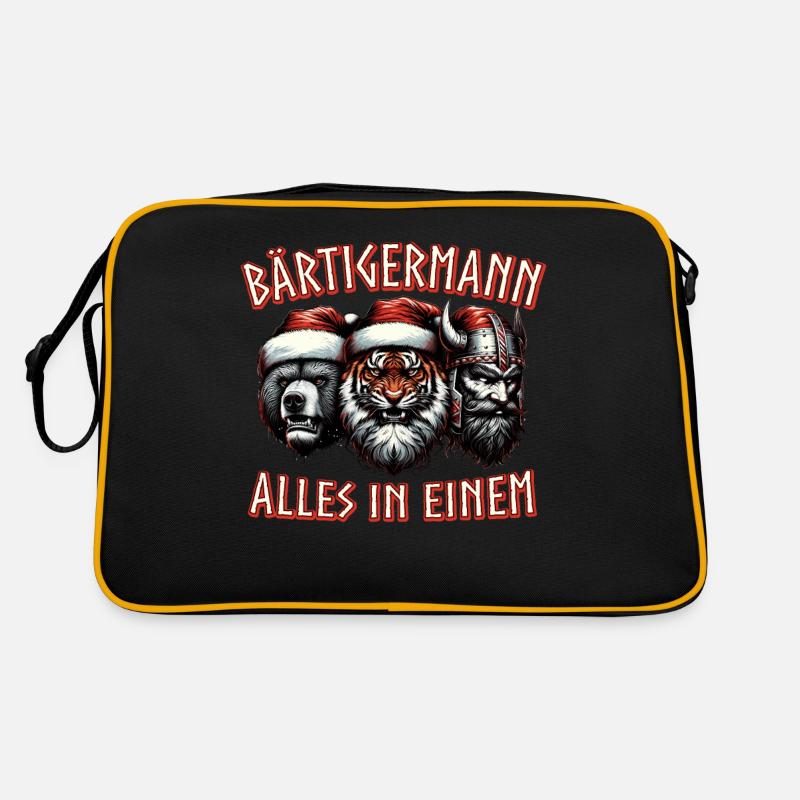 Bärtigermann alles in einem Wikinger Weihnachten - Retro Tasche - Schwarz/Gold