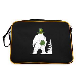 Irish Bigfoot Sasquatch Shamrock Funny - Retro Bag - black/gold - Back