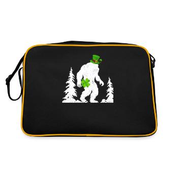 Irish Bigfoot Sasquatch Shamrock Funny - Retro Bag - black/gold - Back