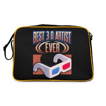 3 D Artist, Funny Saying with 3 D Glasses - Retro Bag - black/gold - Back