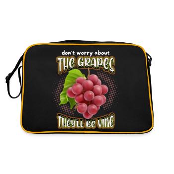 Wine, Grapes, Funny Saying, Pun - Retro Bag - black/gold - Back