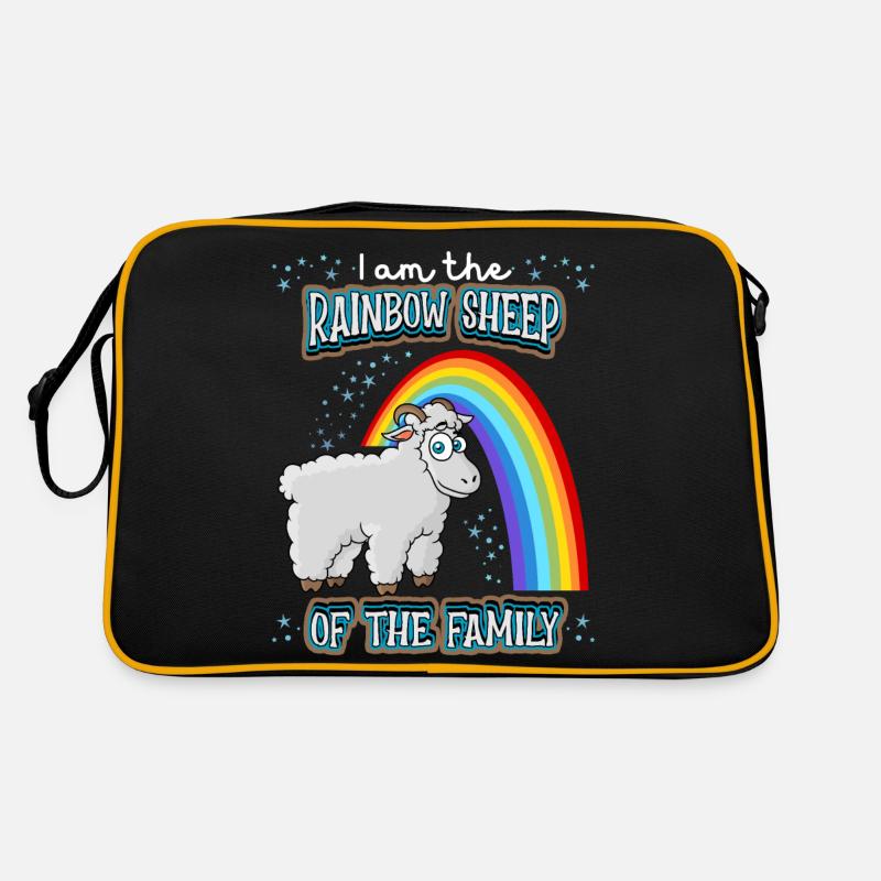 Lustiger LGBTQ Spruch mit Schaf und Regenbogen Retro Tasche