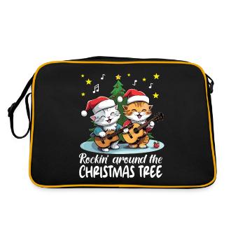 Cats celebrate Christmas with guitars, rock'n'roll - Retro Bag - black/gold - Back