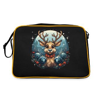 Lustiges Rentier Weihnachtsmotiv für Familie - Retro Tasche - Schwarz/Gold - Hinten