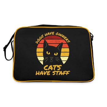 Dogs Have Owners. Cats Have Staff - Funny Cat Gift - Retro Bag - black/gold - Back