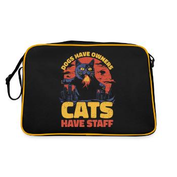 Dogs Have Owners. Cats Have Staff - Funny Cat Gift - Retro Bag - black/gold - Back