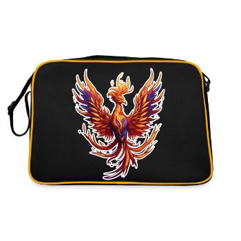 Phoenix / Vogel / Tier / Fabelwesen / Feuer - Retro Tasche - Schwarz/Gold - Hinten