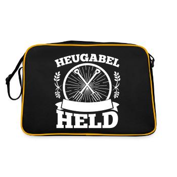 Bauern Landwirte Heugabel Held Beruf Bauer - Retro Tasche - Schwarz/Gold - Hinten