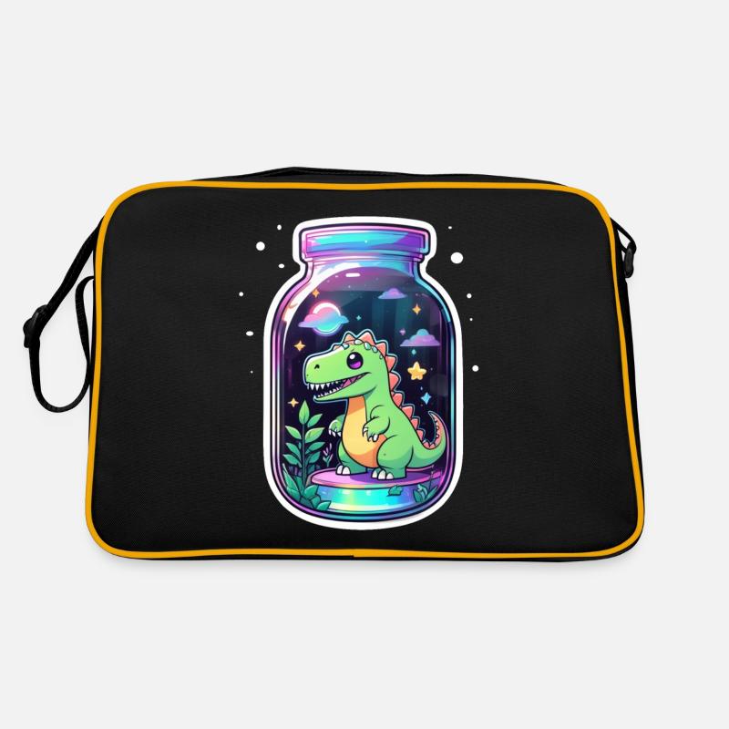 Dinosaurier in einem Cartoon-Glas Retro Tasche