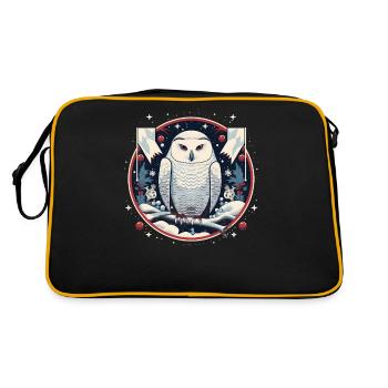 Snowy Owl with Xmas Ornament - Retro Bag - black/gold - Back