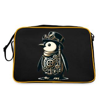 Vintage Victorian Steampunk Penguin Lover Gift - Retro Bag - black/gold - Back