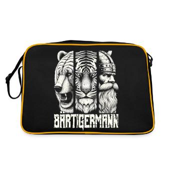 Bärtigermann Bär Tiger Mann Geschenk Bart - Retro Tasche - Schwarz/Gold - Hinten
