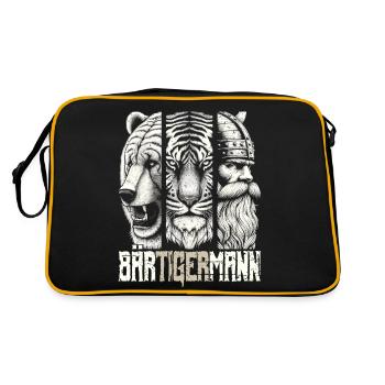 Bärtigermann Bär Tiger Mann Geschenk Bart - Retro Tasche - Schwarz/Gold - Hinten