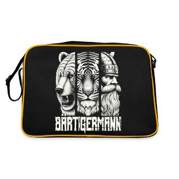 Bärtigermann Bär Tiger Mann Geschenk Bart - Retro Tasche - Schwarz/Gold - Hinten