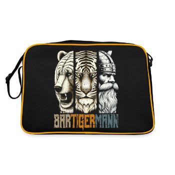 Bärtigermann Bär Tiger Mann Geschenk Bart - Retro Tasche - Schwarz/Gold - Hinten
