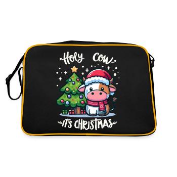 Une vache mignonne célèbre Noël avec des cadeaux - Sac Retro - noir/or - Dos