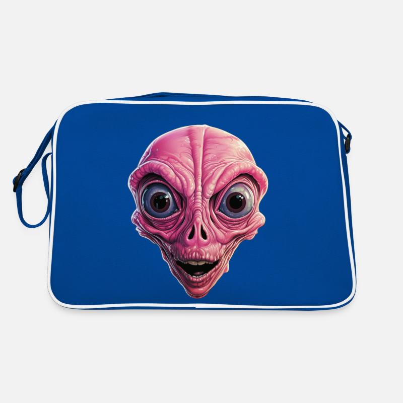 Schockierter Alien, Schock, Alien Gesicht, Neugier Retro Tasche