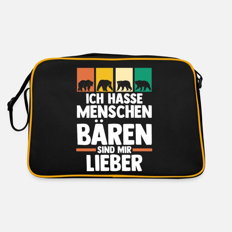 Braunbär Bär - Retro Tasche - Schwarz/Gold