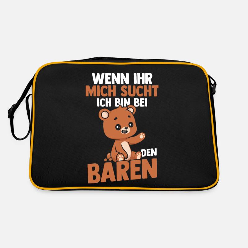 Wenn Ihr Mich Sucht Bin Ich Bei Den Bären - Retro Tasche - Schwarz/Gold