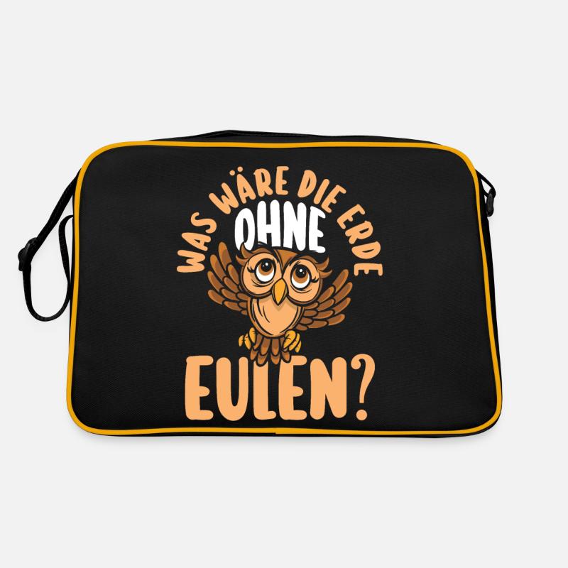 Eulen - Retro Tasche - Schwarz/Gold