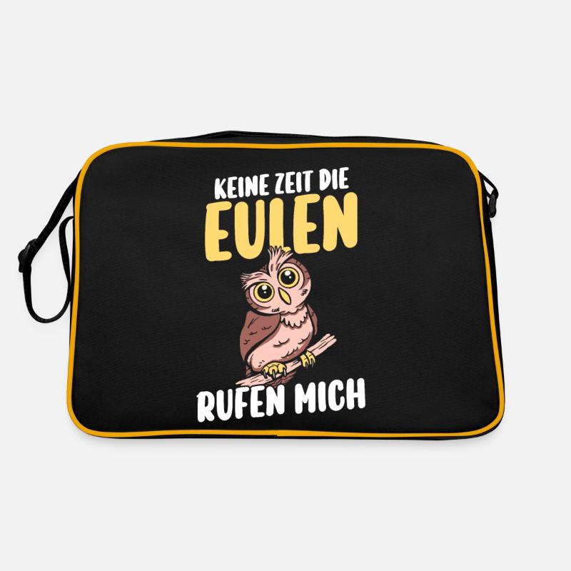 Eulen - Retro Tasche - Schwarz/Gold