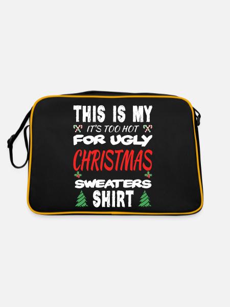 Too Hot Ugly Christmas Sweaters Lustige Weihnachte - Retro Tasche - Schwarz/Gold - Hinten