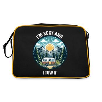 Caravan Motorhome Caravan Camper Fun Holiday - Retro Bag - black/gold - Back