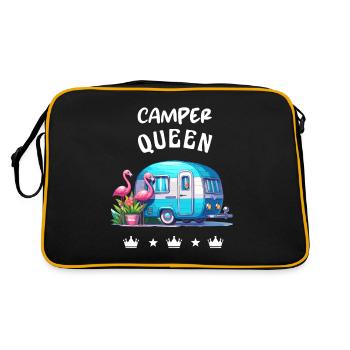 Camper Queen Camping Caraven Wohnmobil Sommer - Retro Tasche - Schwarz/Gold - Hinten