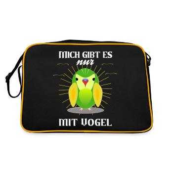 Wellensittich mich gibt es nur mit Vogel - Retro Tasche - Schwarz/Gold - Hinten