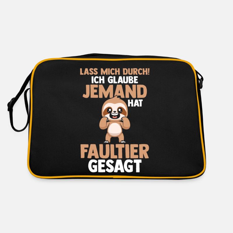 Faultier - Retro Tasche - Schwarz/Gold