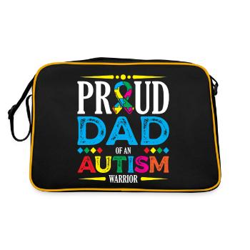 Stolzer Vater Eines Autismus-krieger-spektrums - Retro Tasche - Schwarz/Gold - Hinten