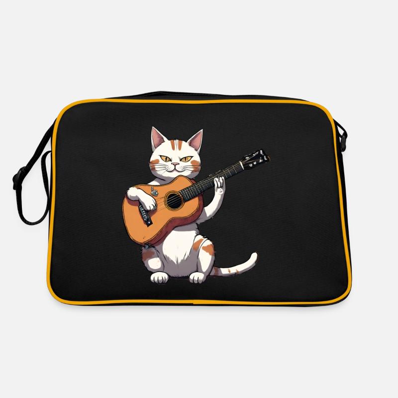 Chat jouant de la guitare chaton Propriétaire de chat Sac Retro