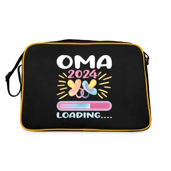 Oma 2024 werdende Oma 2024 Loading - Retro Tasche - Schwarz/Gold - Hinten
