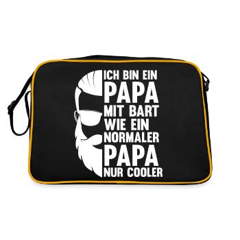 Papa Vater Bärtig Bartträger Schnurrbart Bart - Retro Tasche - Schwarz/Gold - Hinten