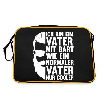 Papa Vater Bärtig Bartträger Schnurrbart Bart - Retro Tasche - Schwarz/Gold - Hinten